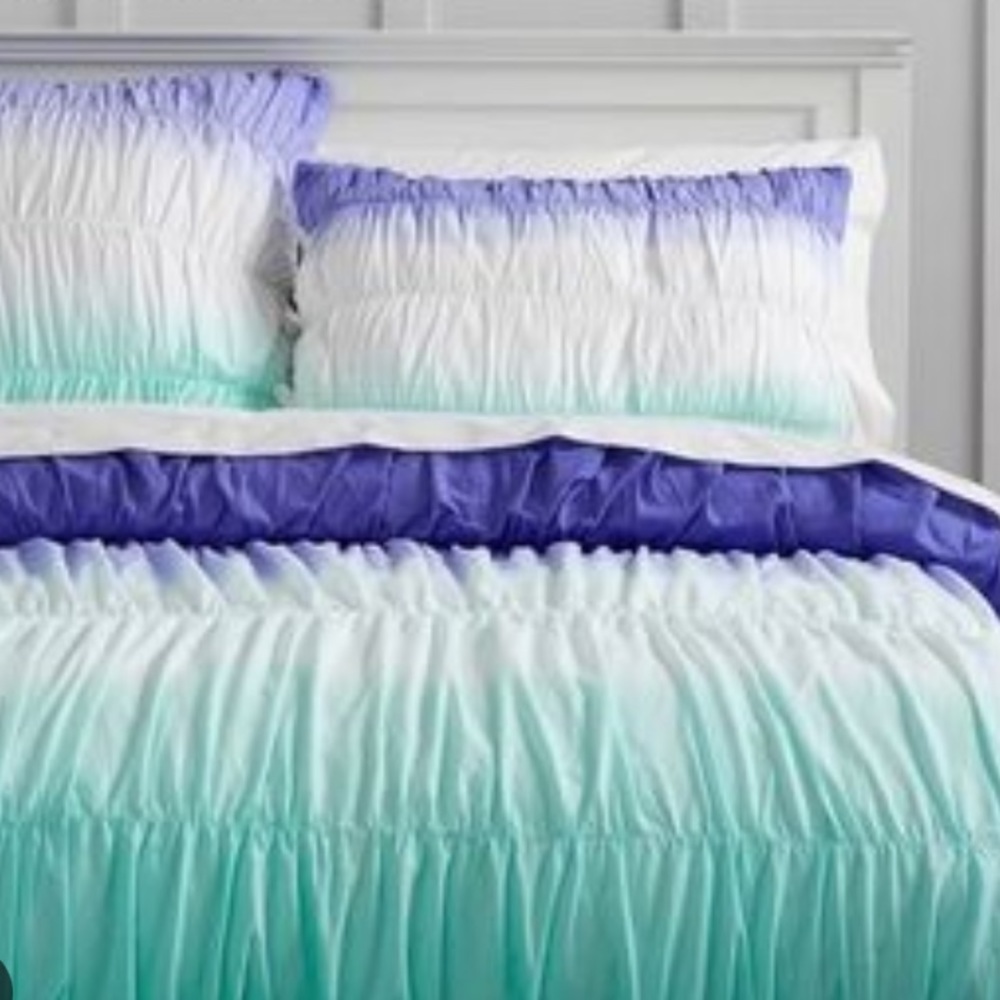 EUC Pottery Barn Teen Surf Dip Dye Ombré Duvet Cover Full/Queen